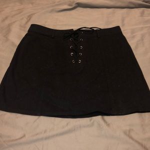 Black Lace-Up Skirt